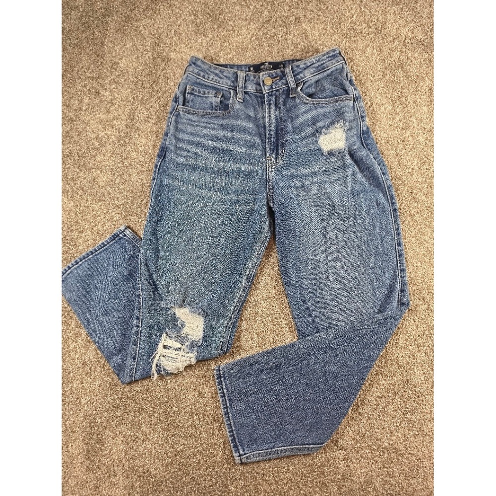 Hollister Ultra High Rise Vintage Straight Distressed Jeans Blue W26 L27 3R